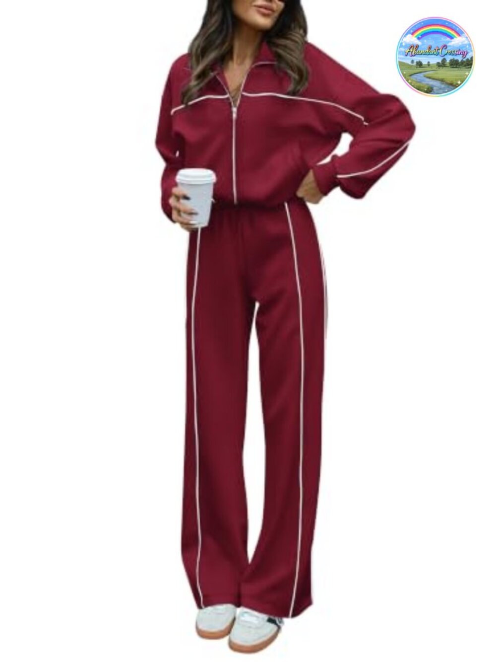 Women's Lounge Set Zip Up Sweatshirt Wide Leg Pants 2 Piece Active Sweatsuit
